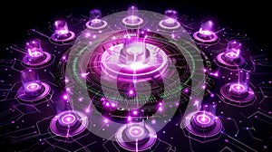 Futuristic Technology: Network Of Glowing Data Nodes