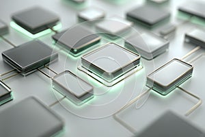 Futuristic Technology Network with Glowing Microchips on Abstract Background Generative AI