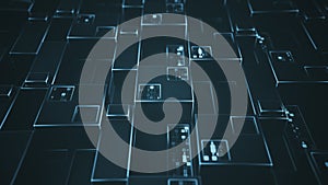 Futuristic technology panel with digital code 3D rendering