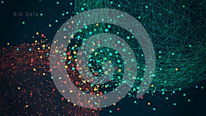 Futuristic technology for processing information flow, world big data network, vector illustration