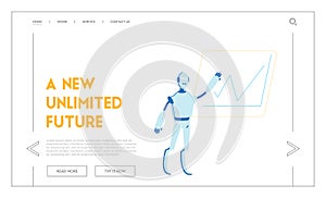 Futuristic Technology, Smart Device Automatization Artificial Intelligence Website Landing Page. Robot Working in Office photo