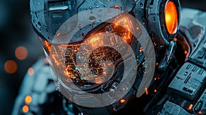 Futuristic Technology with Tiny Components on Helmet