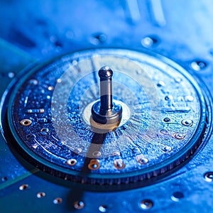 Futuristic Technology Toggle Switch on Blue Circuit