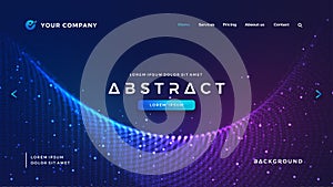 Futuristic and technology websites background. Dynamic abstract liquid flow particles background. Shining abstract particle flow