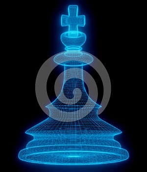 Futuristic  technology  wireframe mesh polygonal  element in the form of chess. Connection Structure. 3d rendering