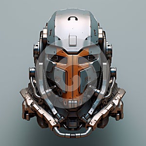 Futuristic Titanium Robot Head Helmet With Geometric Design photo