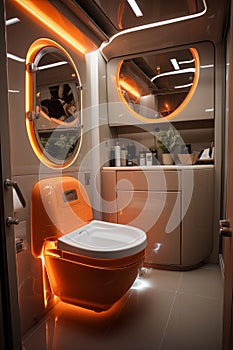 futuristic toilet design, rounded shapes and glossy surface. AI generated