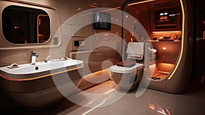 futuristic toilet design, rounded shapes and glossy surface. AI generated