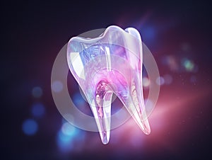 Futuristic tooth.Concept of new technologies in dental treatment. Generative AI