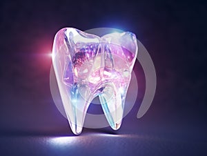 Futuristic tooth. Concept of new technologies in dental treatment. Generative AI