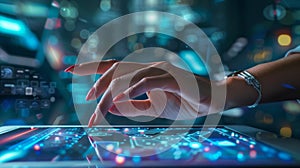 The futuristic touchscreen interface.AI generated image