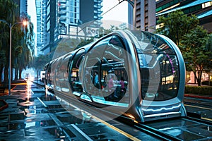 Futuristic Train at Modern Transit Station