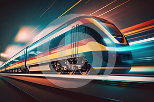 A futuristic train with motion blur background