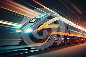 A futuristic train with motion blur background