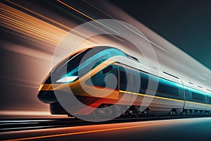 A futuristic train with motion blur background