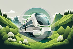Futuristic Train Zooming Across a Scenic Countryside with Advanced Maglev Technology