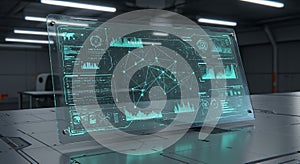 Futuristic Transparent Screen Displaying Advanced Data UI