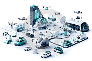 Futuristic transportation and technology innovations showcase