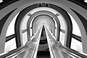 Futuristic tunnel and escalator