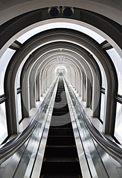 Futuristic tunnel and escalator