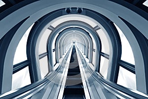 Futuristic tunnel and escalator