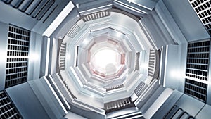 Futuristic tunnel or spaceship interior. 3D illustration