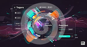 Futuristic ui design with abstract technological elements and data visualization