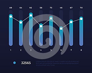 Futuristic UI infographic statistics. Data visualization graphs, tech modern diagram for presentation. Vector