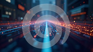 Futuristic Urban Data Stream Visualization