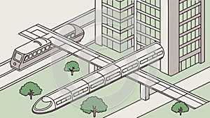 Futuristic Urban Transport: Elevated Train in Modern City vector design Generative AI