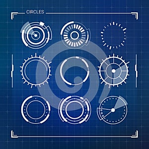 Futuristic user interface circle elements set