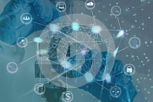 Futuristic user interface concept. Graphical User Interface(GUI). Head up Display. Internet of things.