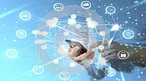 Futuristic user interface concept. Graphical User Interface(GUI). Head up Display. Internet of things.