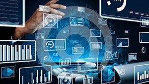 Futuristic User Interface with Data Visualizations, Charts, and Graphs Showcasing Technology and Data Analysis in a