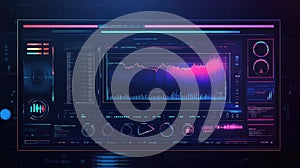 Futuristic user interface displaying data analytics dashboard