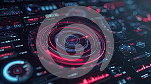 Futuristic user interface displaying digital data on screen