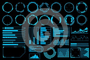 Futuristic user interface elements vector set photo