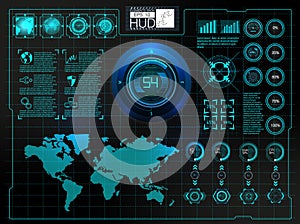 Futuristic user interface. HUD UI. Abstract virtual graphic touch user interface. HUD background outer space.