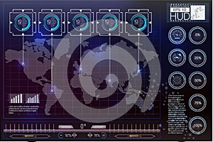 Futuristic user interface. HUD UI. Abstract virtual graphic touch user interface. HUD background outer space.