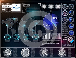 Futuristic user interface. HUD UI. Abstract virtual graphic touch user interface. HUD background outer space.