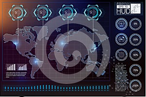 Futuristic user interface. HUD UI. Abstract virtual graphic touch user interface. HUD background outer space.