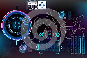 Futuristic user interface. HUD UI. Abstract virtual graphic touch user interface. HUD background outer space.