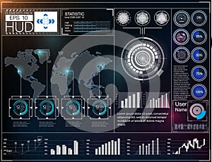 Futuristic user interface. HUD UI. Abstract virtual graphic touch user interface. HUD background outer space.