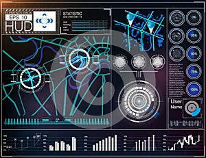 Futuristic user interface. HUD UI. Abstract virtual graphic touch user interface. HUD background outer space.