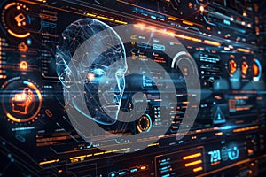 A futuristic user interface with interactive elements and personalized recommendations