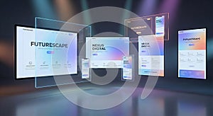 Futuristic User Interface (UI) Design Presentation Display for Website and Mobile App