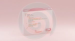 3D Rendered C# Programming Window on Pink Background