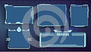 Futuristic user menu interface. Futuristic HUD set frame. Futuristic virtual screen frame. Cyber tech frame. UI,GUI