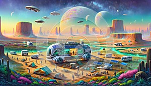 Futuristic Van Life Colony on Another Planet