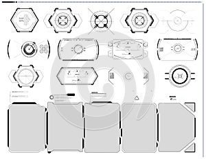 Futuristic Vector HUD Interface Screen Design. Digital callouts titles. HUD UI GUI